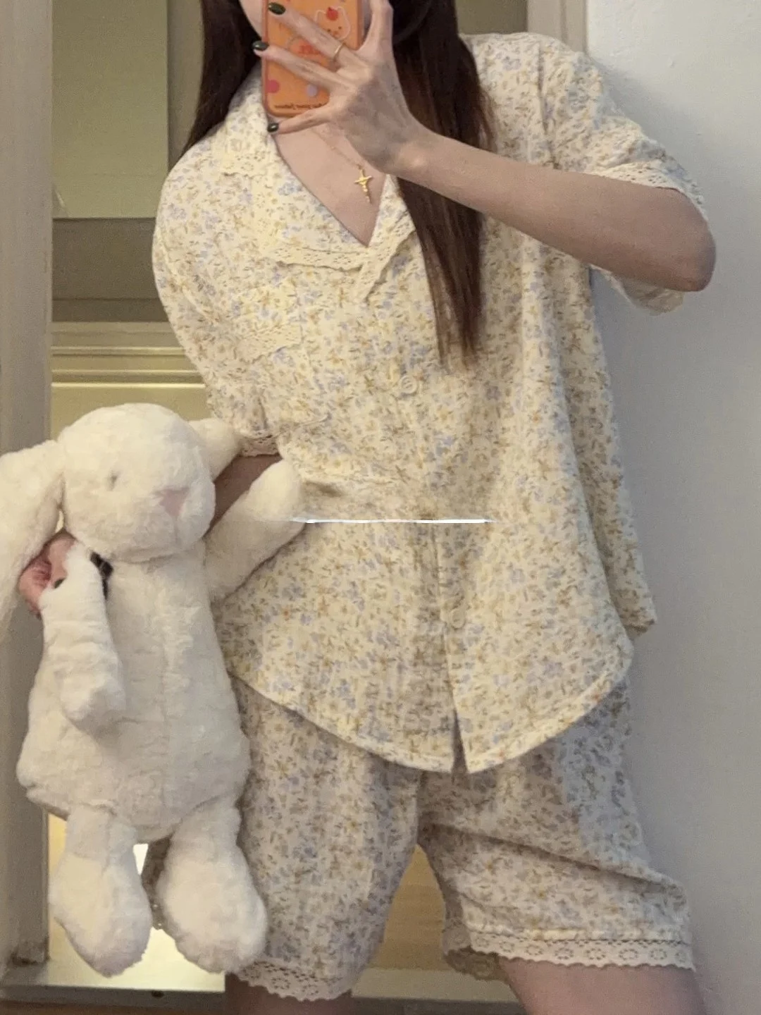 korean-style-floral-cotton-baby-girl's-summer-sleepwear-short-sleeve-home-clothes-set-sweet-cute-student-outwear-comfortable