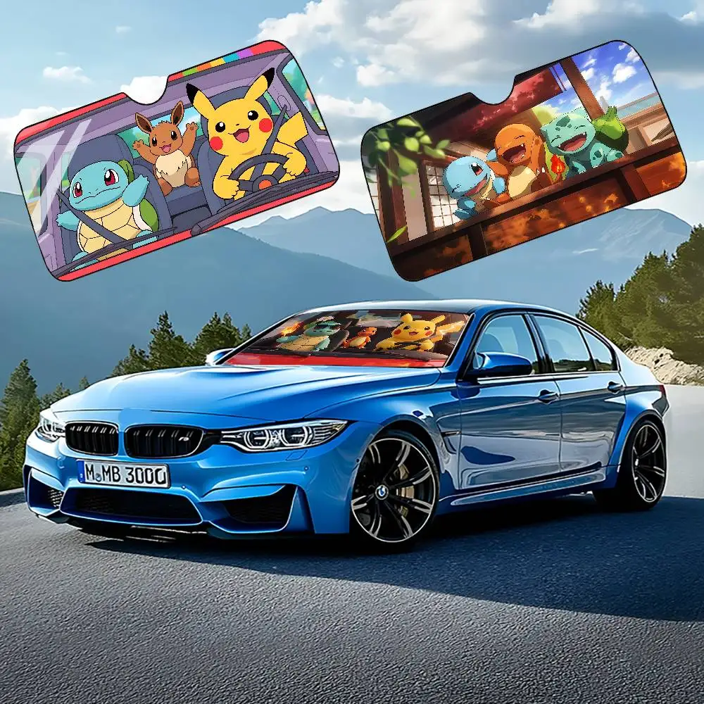 Cute Anime P-Pokemons Stylish And Trendy Windshield Sunshade, Car Windshield Cover, Car Sunshade Curtain, Car Sun Protection