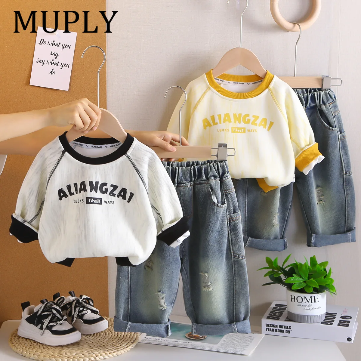 

Boys Clothes Sets Spring Autumn 2025 Children Sweatshirts Denim Pants 2pcs Sports Suit For Baby Tops Trousers Outfits Kids 4 5Y