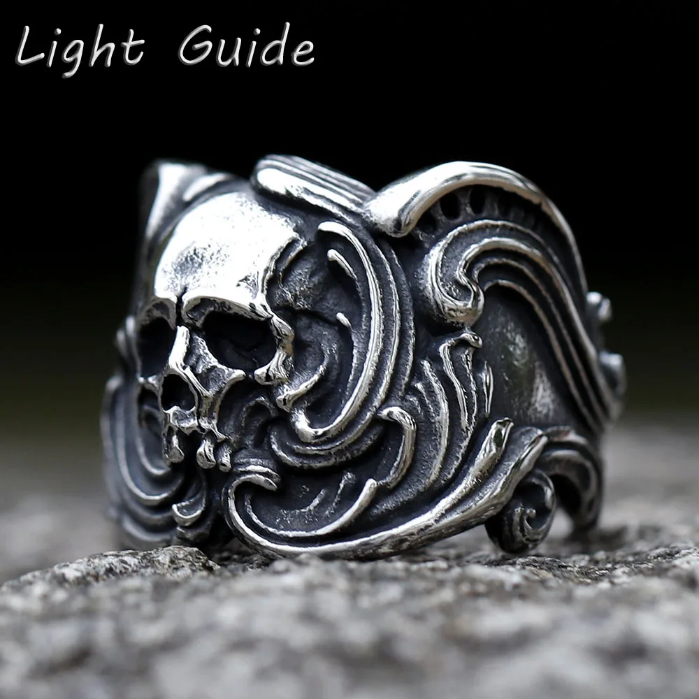 NEW Men's 316L stainless steel ring Special Design skull punk Ring For Men Chic Fancy Halloween Jewelry free shipping