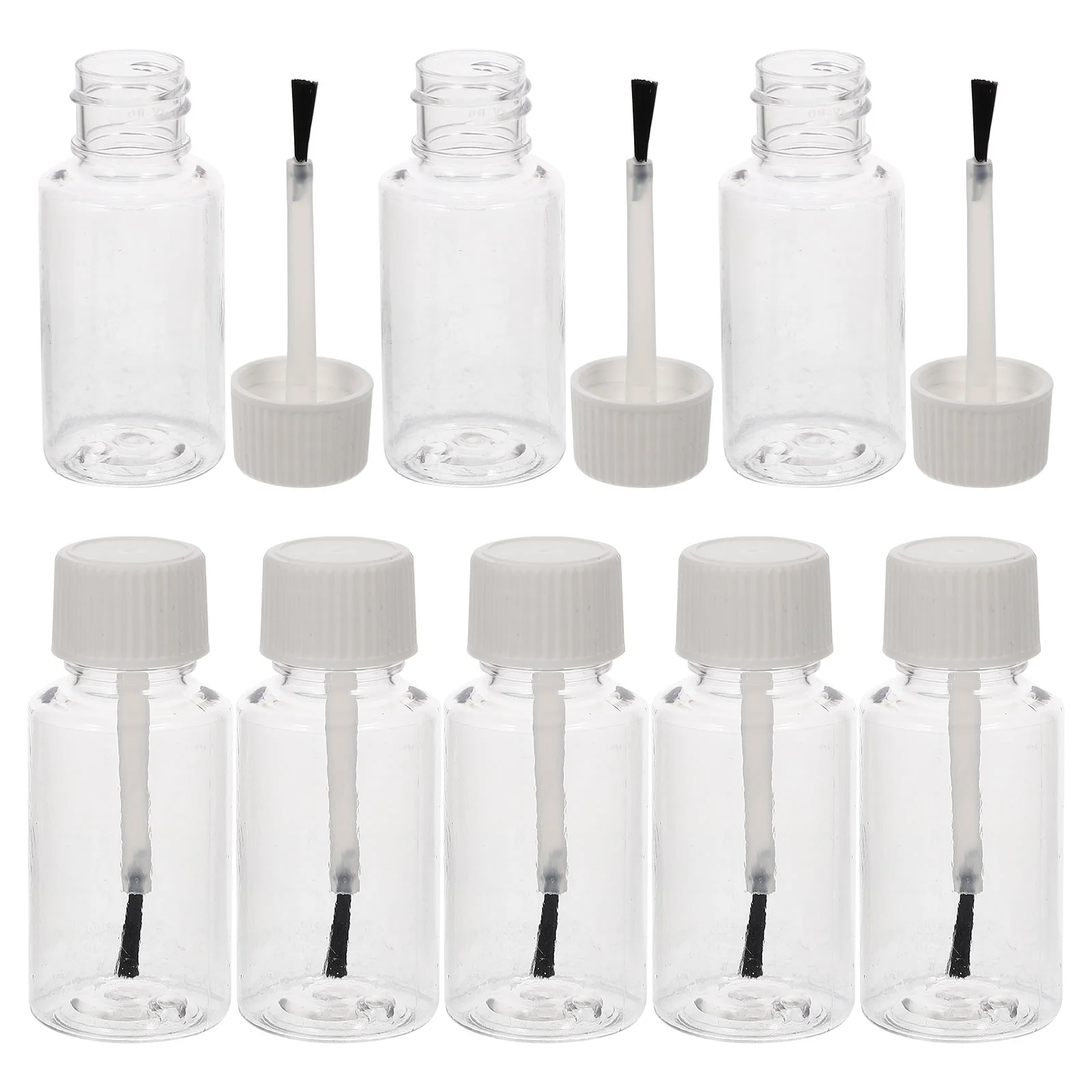 8 Pcs Clear Fingernail Polish Gel Empty Bottle Storage Bottles Brush Design Container Varnish Gels Holder White Essential Oil