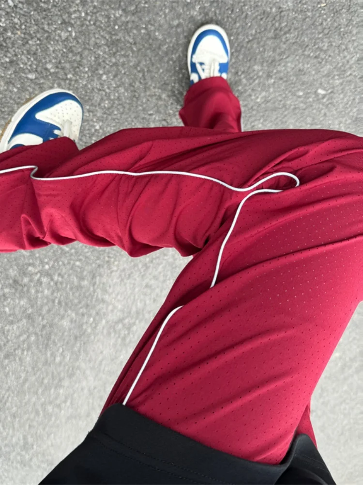 

Ice Silk Men's Summer Casual Pants Loose Wide Leg Spor Sle Faionable Straight Leg Long Trousers Cool Feeling Thin Model