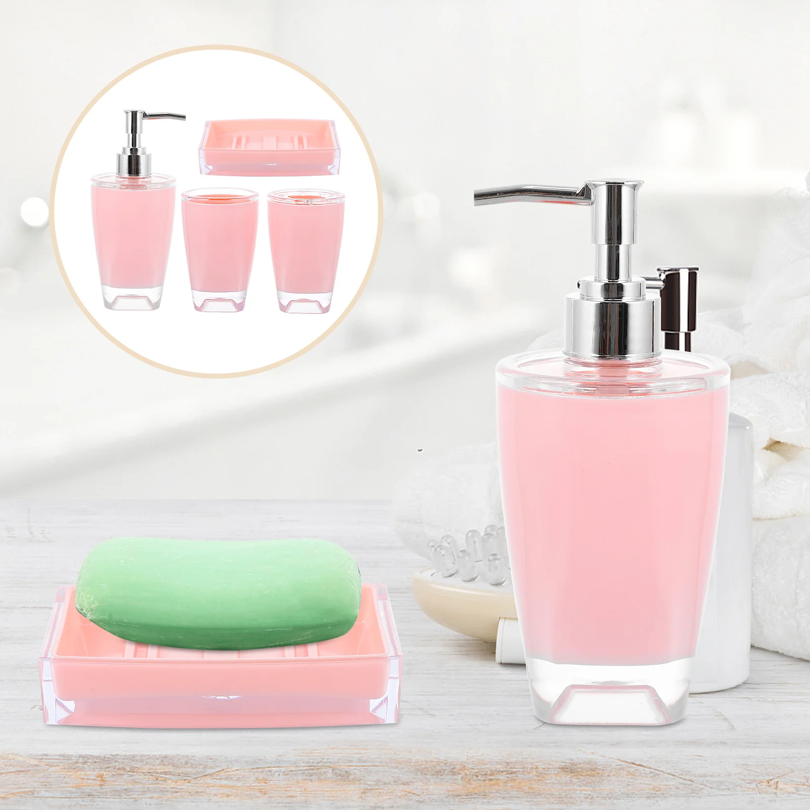 

4pcs Bathroom Accessory Set No Smell Luxury Bath Supply Kit For Home Hotel Countertop Use Soap Dispenser Toothbrush