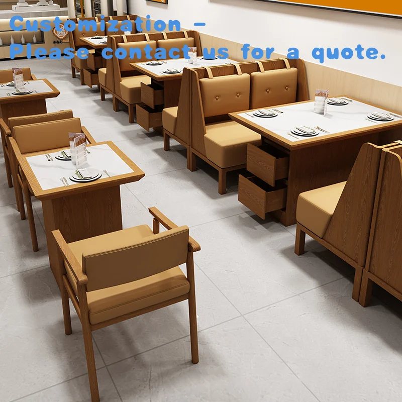 

custom.Commercial Solid Wood Restaurant Chair Set Japanese Cuisine Sushi Coffee Fast Food Shop Booth Sofa Snack Restaurants