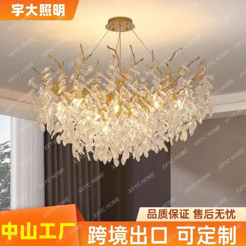 

Chandelier light luxury living room k9 crystal lamp luxury dining room study bedroom thickened aluminum art lamp