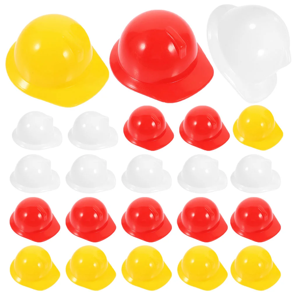 30 Pcs Mini Cap Hard Hat Chicken Pet Bird Cake Plastic Helmets Miniature Construction Safety