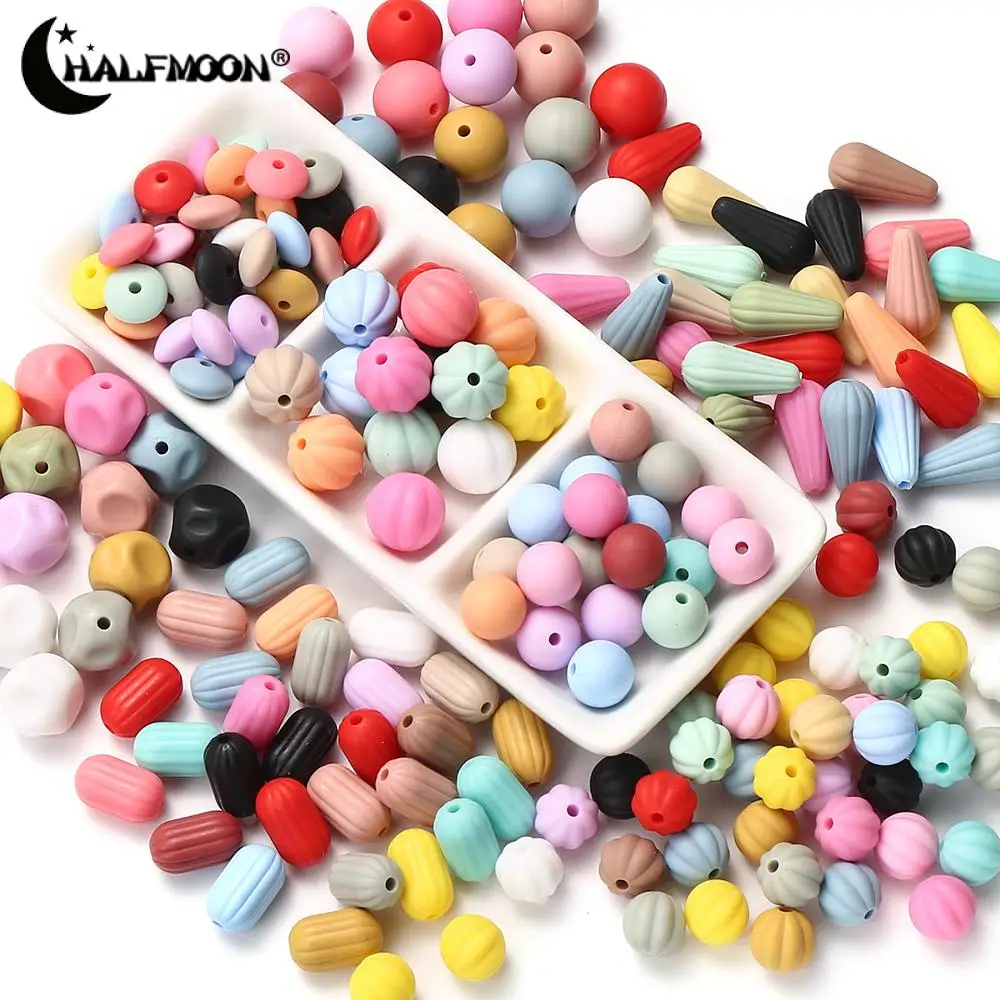 30Pcs New Pinkycolor Silicone Bead Melon Seeds Pumpkin Style Focal Beads For Jewelry Making DIY Pen Mobile Phone Chain