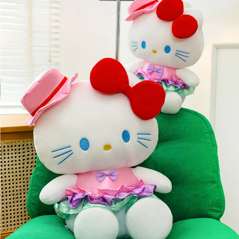 Nieuwe Sanrio Kawaii Hello Kitty knuffel gevulde pop met hoed leuk cadeau voor kinderen meisjes verjaardag kerst slaap Buddy zachte pop