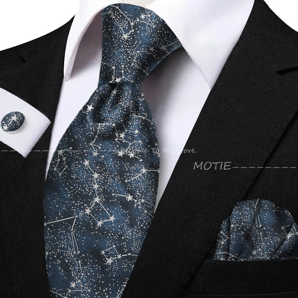 Men's Classic Plant Pattern Tie Set Polyester Pocket Square Handkerchief Butterfly Bowtie For Wedding Daily Wear Shirt Accessory