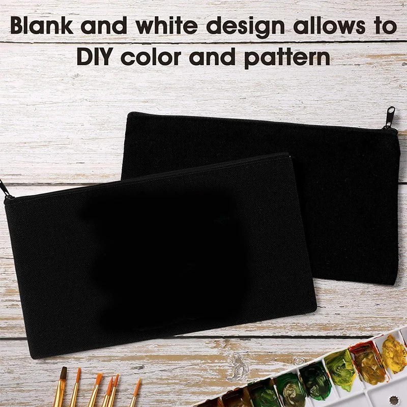 40 Pcs Canvas Pencil Pouch Zipper Makeup Bags Blank Craft DIY Bags Multipurpose Toiletry Stationary Storage Bags