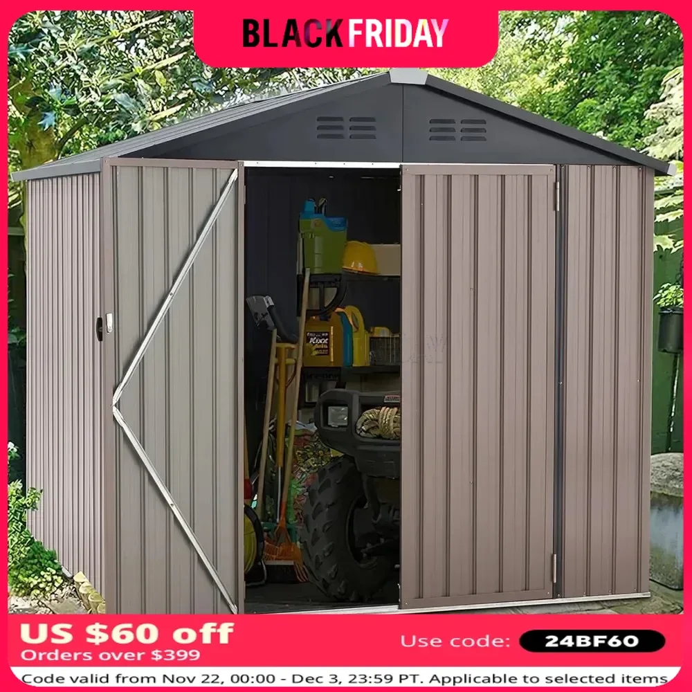 

7' X 7' Outdoor Storage Shed, Metal Storages Shed for Outdoor with Design of Lockable Door, Outdoor Storage Shed