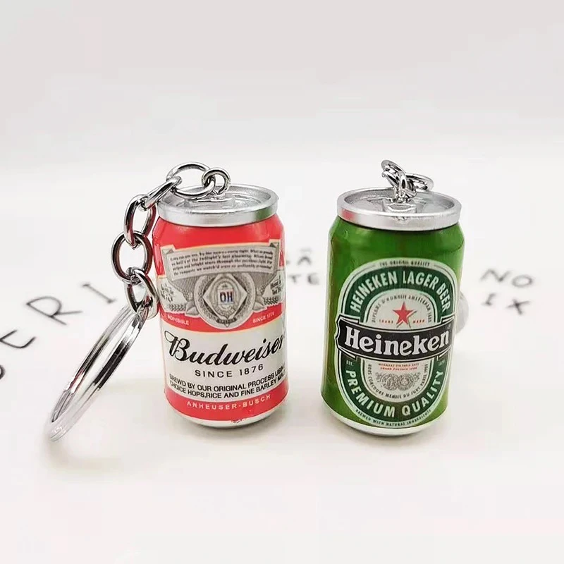 Simulation Canned Beer Pendant Cute Keychain Backpack Jewelry Car Key Chain Accessories For Men Boyfriend Gifts Wholesale