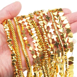 Gold Plated Natural Hematite Beads Irregular Round Heart Spacer Beads Beading For Jewelry Making Diy Bracelet Necklace Findings