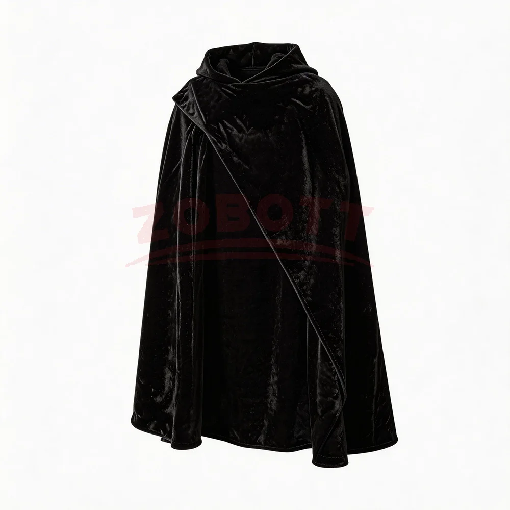 Medieval Velvet Hooded Cloak - Renaissance Cape with Hood Vintage Capelet Halloween Sorcerer Costume