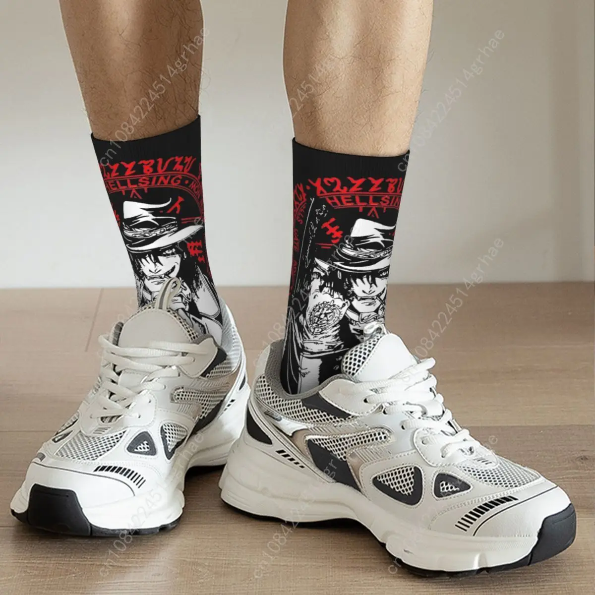 Hip-hop Hellsing Alucard Vampires Basketball Socks Polyester Long Socks for Unisex Breathable