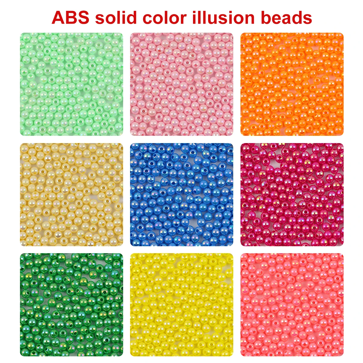 500Pcs 4MM ABS Solid Color Illusion Beads Round Spacer Loose Beads For Jewelry Making Bracelet Necklace DIY Accessories Material