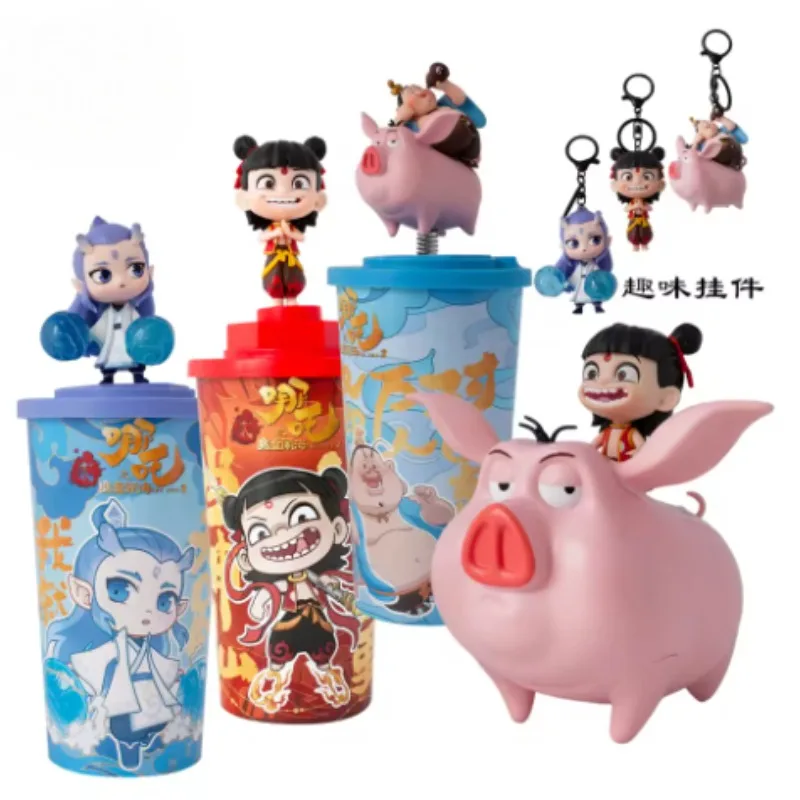 

Ne Zha 2 Rotating Topper Cup Anime Figure Ne Zha Aobing Taiyi Action Figure Toys for Children Gifts Collectible Model Ornaments
