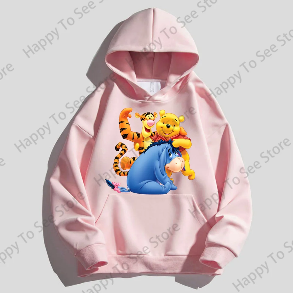 Disney Winnie The Pooh Cartoon Sweatshirts Women\'s Autumn Pullover Winnie The Pooh Tigger Long Sleeve Loose And Comfortable Tops