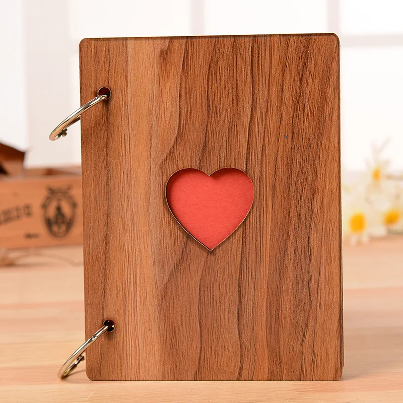 Heart-Shaped Wooden Album: A Creative 6-inch Gift for Memories, Graduation Photos, and Youth Photo Collections