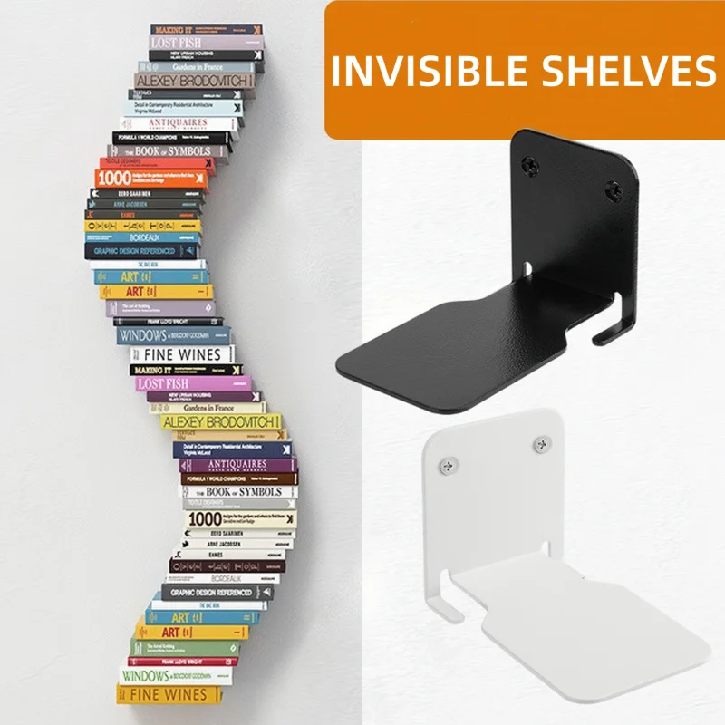 Floating Bookshelf Invisible Wall Ledge Holder Metal Shelves Multipurpose Book Organizer for Home Nursery Living Room Entryway