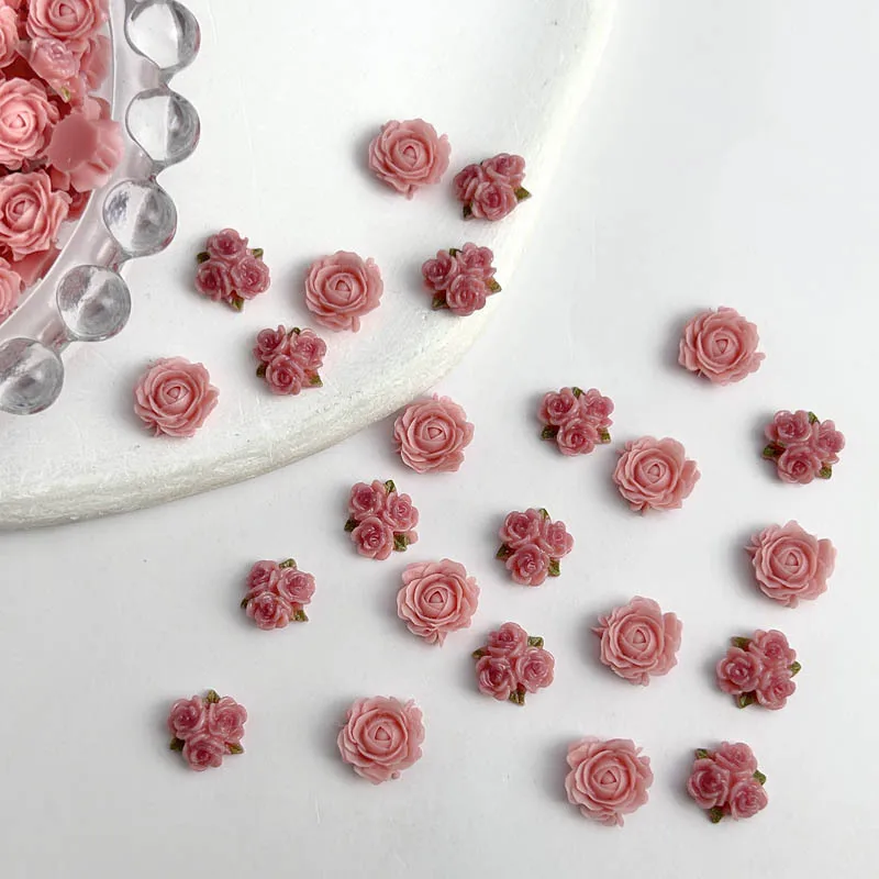 50pcs 무작위 혼합 수지 네일 매력 장미 꽃 네일 아트 장식 액세서리 매니큐어 DIY 공예