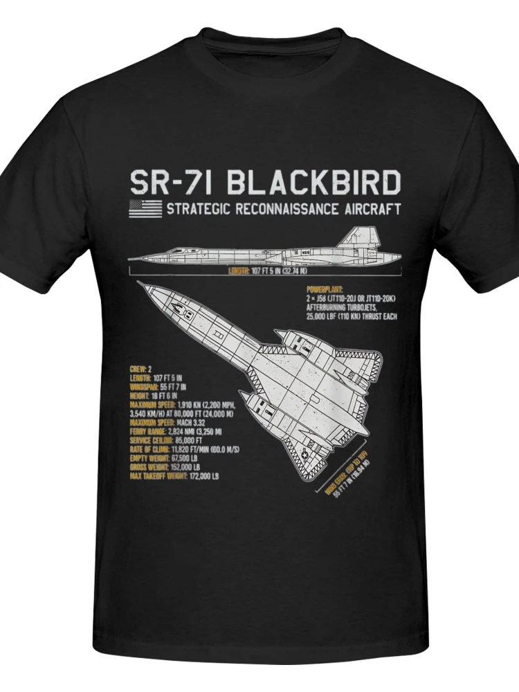 

SR 71 Blackbird strategic reconnaissance plane graphics-summer 100% cotton short-sleeved casual printed T-shirt.