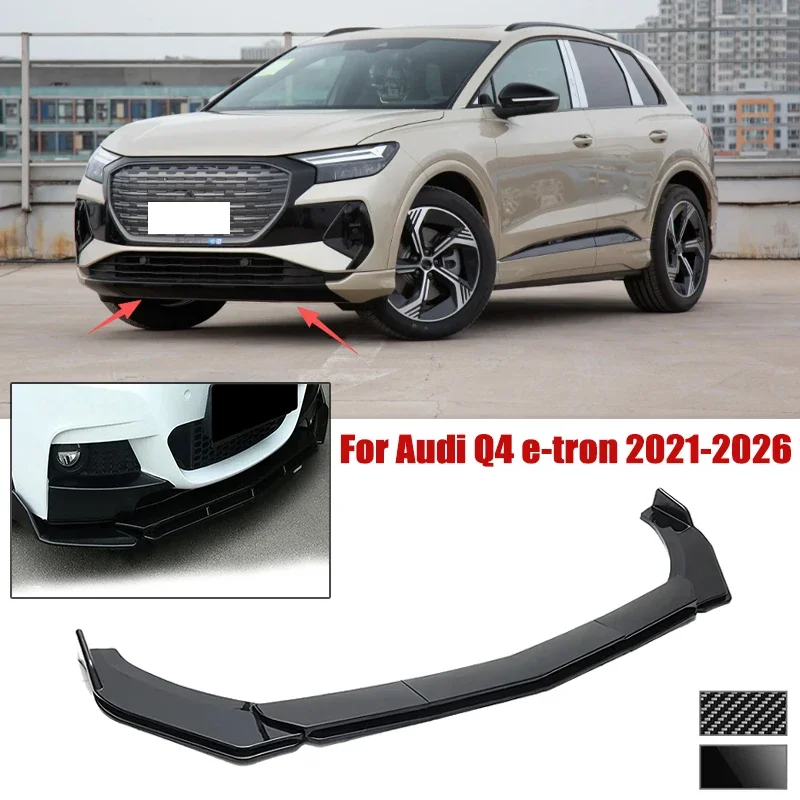 5pcs Front Bumper Shovel For Audi Q4 e-tron 2021-2026 Spoiler Front Bumper Deflector Anti Scratch Protection Device Accessory