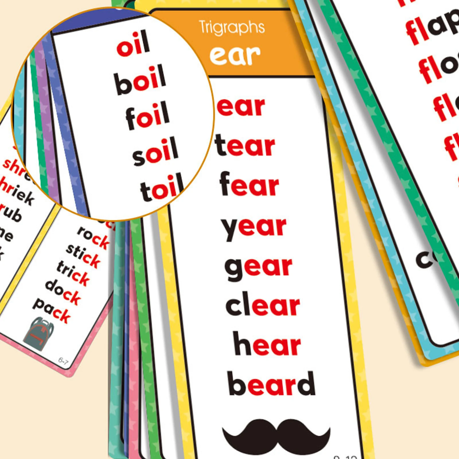 

Phonics Word Cards with 60 Words List Sheets Learn To Read & Spell Toy Montessori Teaching Aid Toy for English Vocab Improvement