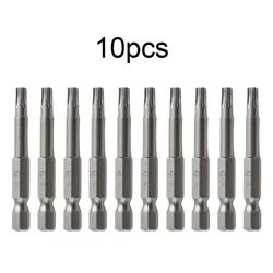 10Pcs Alloy Steel 50mm Long Torx Screwdriver Bit 6.35mm Hexagon Handle T20 Magnetic Tip Screwdrivers Kit Drill Bit Hand Tools
