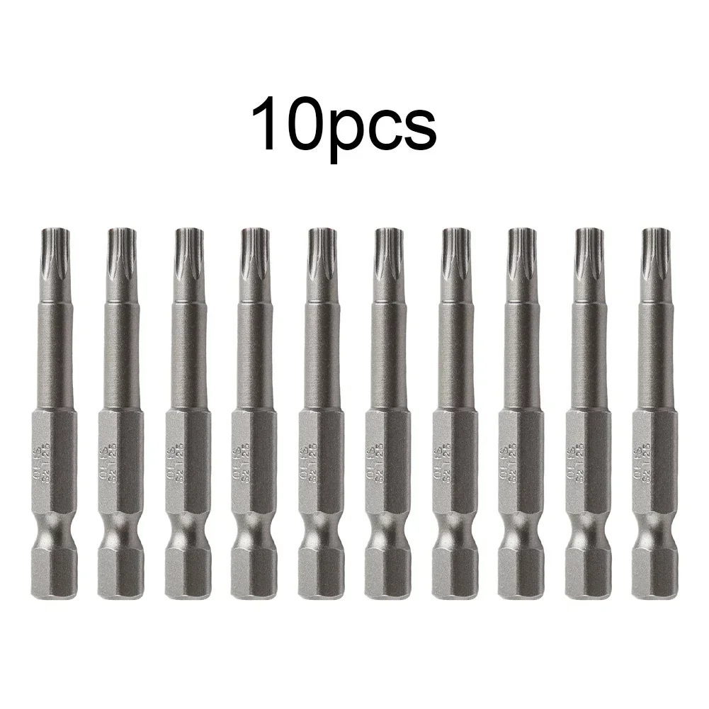 10Pcs Alloy Steel 50mm Long Torx Screwdriver Bit 6.35mm Hexagon Handle T20 Magnetic Tip Screwdrivers Kit Drill Bit Hand Tools
