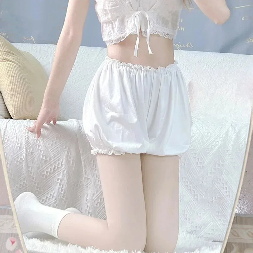 

Solid Color Sweet White Pumpkin Bloomers Ruffle JK Lolita Bud Short Pants Anti-glare Anti Exposure Safety Pants Dress