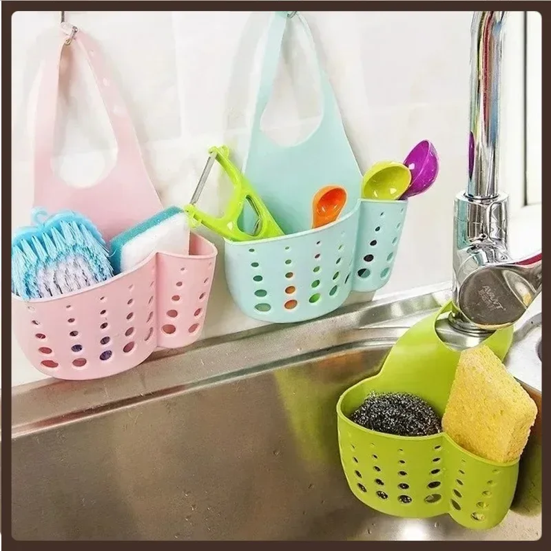 

Home Storage Drain Basket Kitchen Sink Holder Adjustable Soap Sponge Shlf Hanging Drain Basket Bag Kitchen Accessories