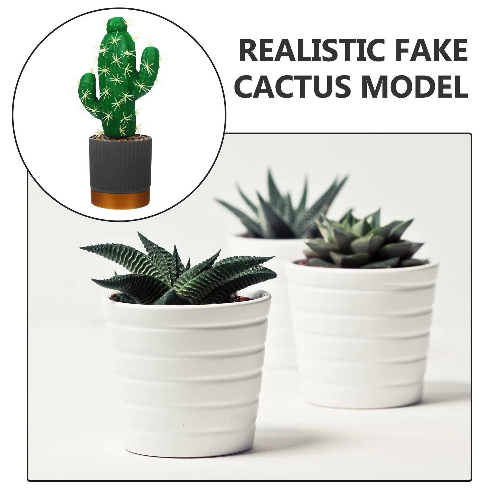 

Artificial Cactus Fake Succulent Potted Plants Realistic Simulation Model Ornament Decorative Indoor Small Landscape Cactus