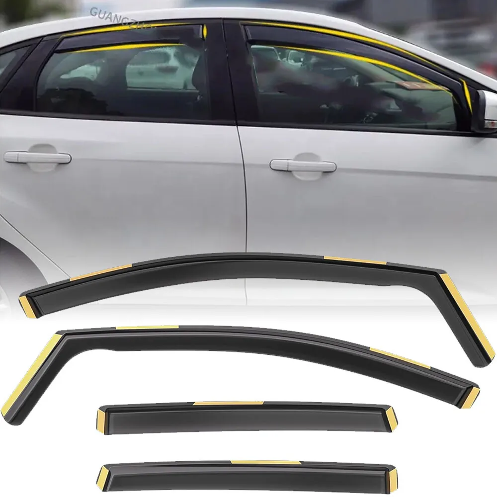 

For Ford Focus 2012-2018 In-Channel Window Visor Vent Rain Guards Wind Smoke