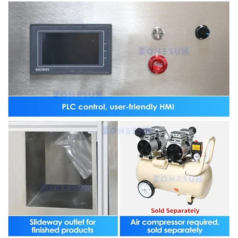 ZONESUN مضخة مغناطيسية صنبور كيس مزموم ملء وسد آلة الوقوف الحقيبة Doypack فوهة حقيبة التعبئة ZS-ASP3