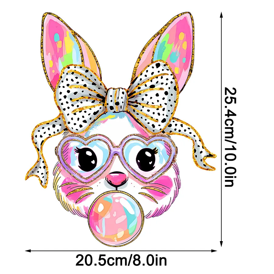 Happy Easter Bunny Bow DIY Vinyl Iron-On Heat Transfer Sticker Decal T-shirts Sweatshirts Bag Clothing Fabric Holiday Decor