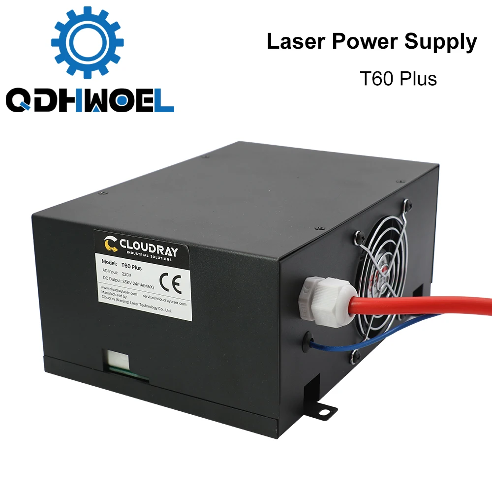 60W CO2 Laser Power Supply for CO2 Laser Engraving Cutting Machine HY-T60 T / W Plus Series with Long Warranty