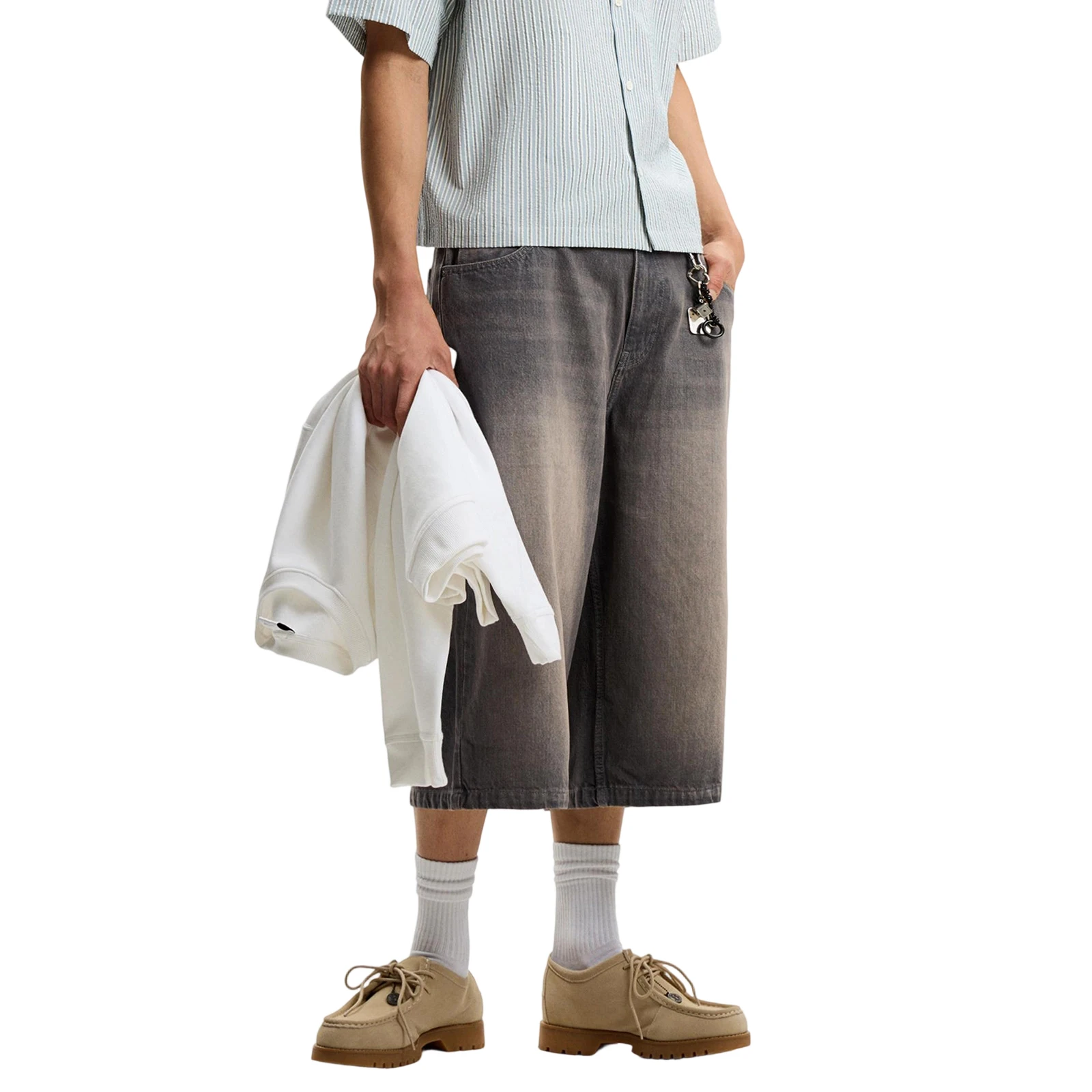 남성 여름 데님 반바지 솔리드 컬러 루즈 한 진 반바지 비치 휴가 데일리웨어 streetwear