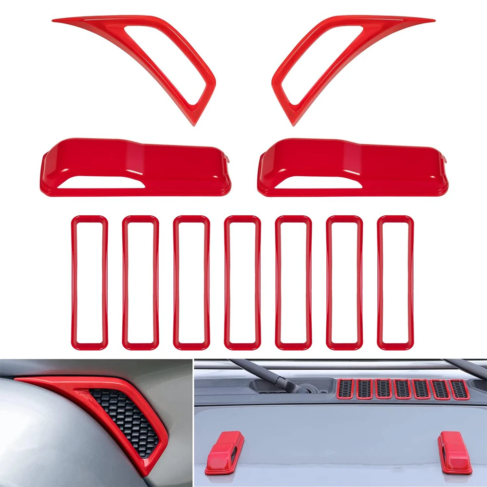 Hood Vents Engine Hood Hinge Side AC Vent Outlet Trim Exterior Accessories For Jeep Wrangler JL JLU  Gladiator JT 2018-2024+