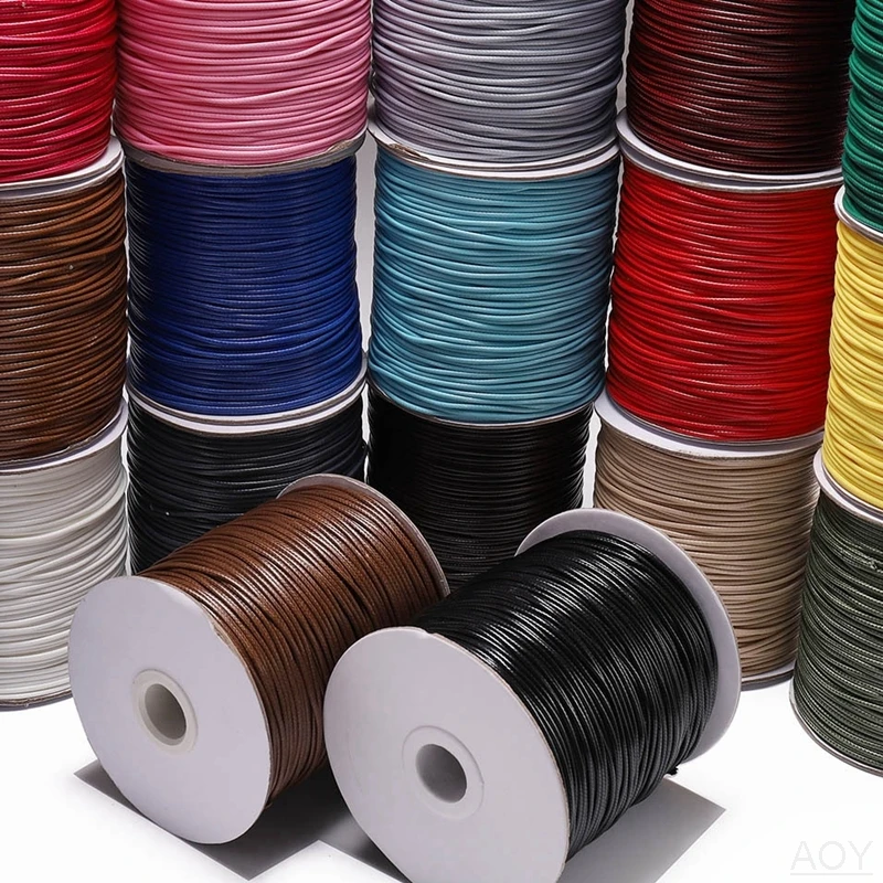 NEW 0.5mm 0.8mm 1mm 1.5mm 2mm Waxed Cotton Cord Rope Waxed Thread Cord String Strap Necklace Rope For Jewelry Making