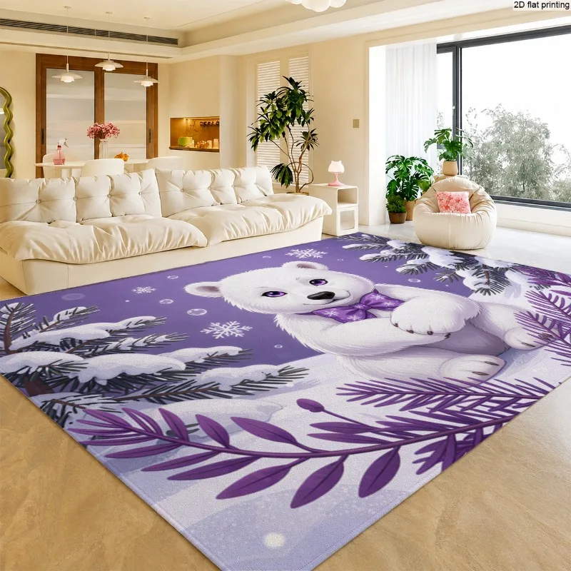 Christmas Snowman Poinsettia Area Rug Winter Gift Rectangle Floor Rug for Living Room Indoor Holiday Xmas Cute Large Area Rug