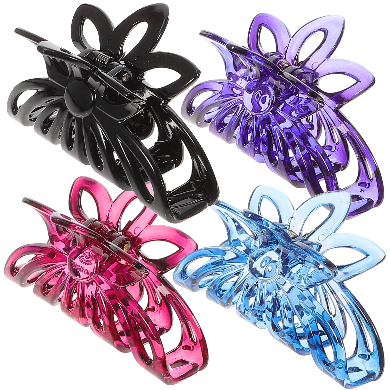 

4pcs Women Plastic Large Clip Hair Claws Hairpin Paw Hair Accessories (Blue + Red + Purple)