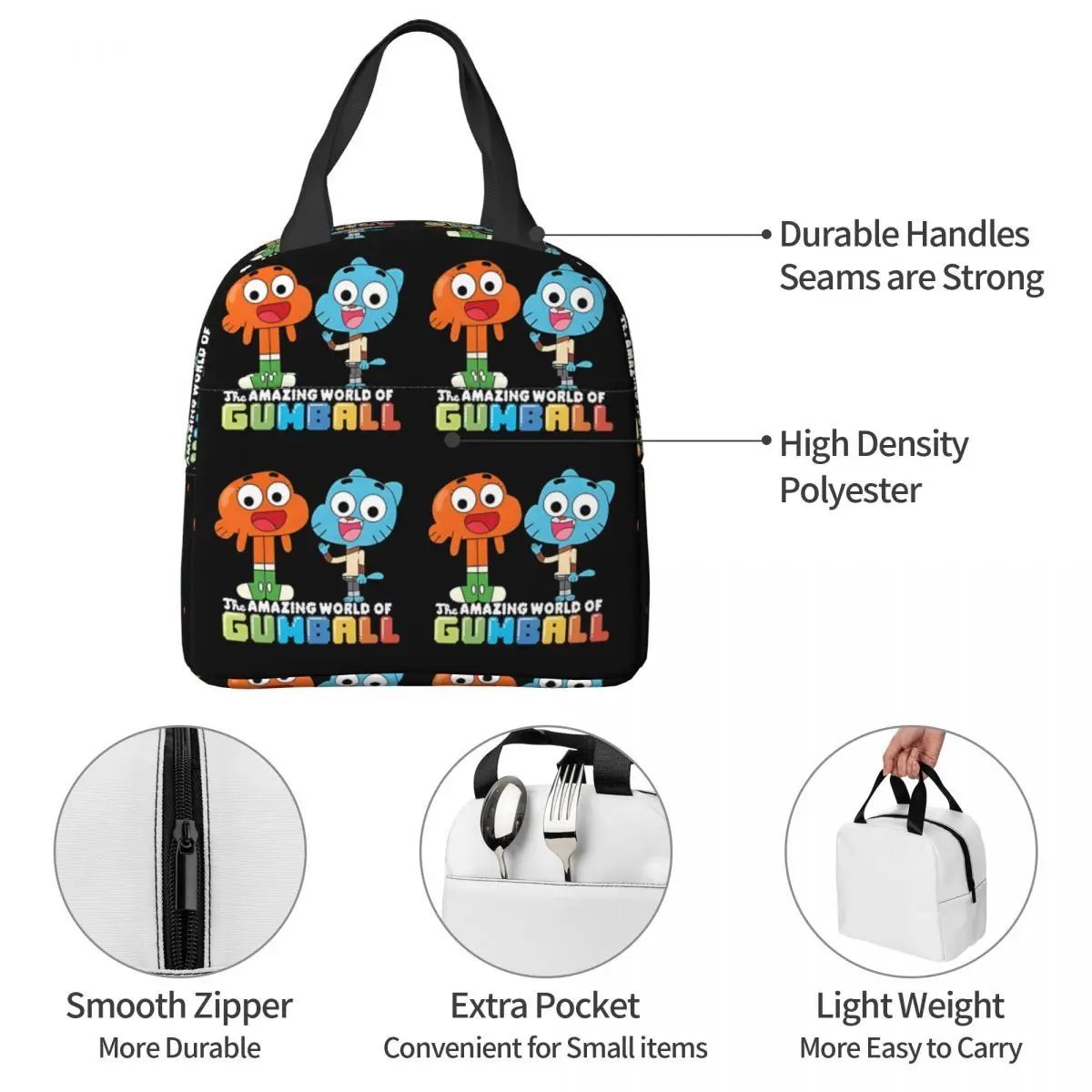 Zipper Closure Couple Gumball Travel Storage Bags Handheld And Darwin Greet For Work Storage Bag