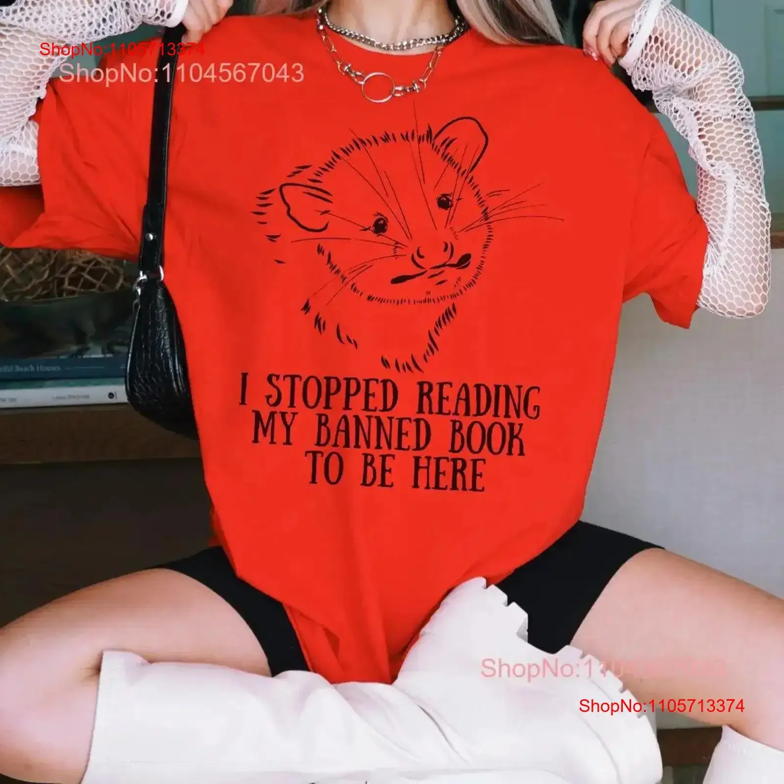 Possum T Shirt Banned Books Booktrovert Bookish Literature Opossum Unhinged Ironic Meme Sarcastic vintage Washed homme