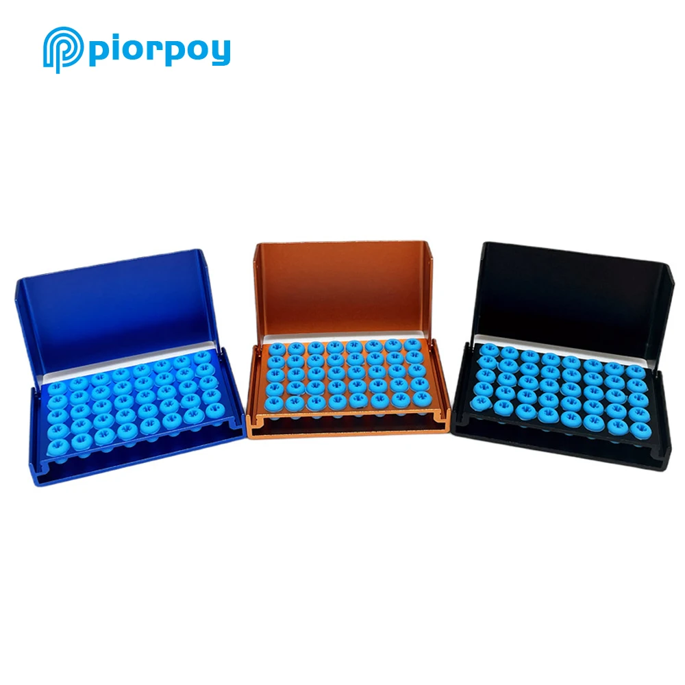 PIORPOY 40 Holes Dental Burs Holder Disinfection Box Dentistry Autoclave Sterilizer Block Aluminium Bur Case Dentist Tools