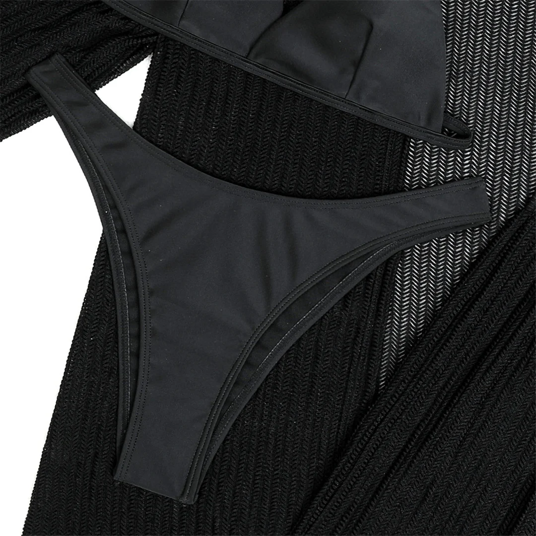 Mit Hemd, Shorts, Neckholder, brasilianischer Bikini, Damen-Badeanzug, Damen-Bademode, vierteiliges Bikini-Set, Badeanzug, Badebekleidung, Schwimmbekleidung V5716H – Detail 35