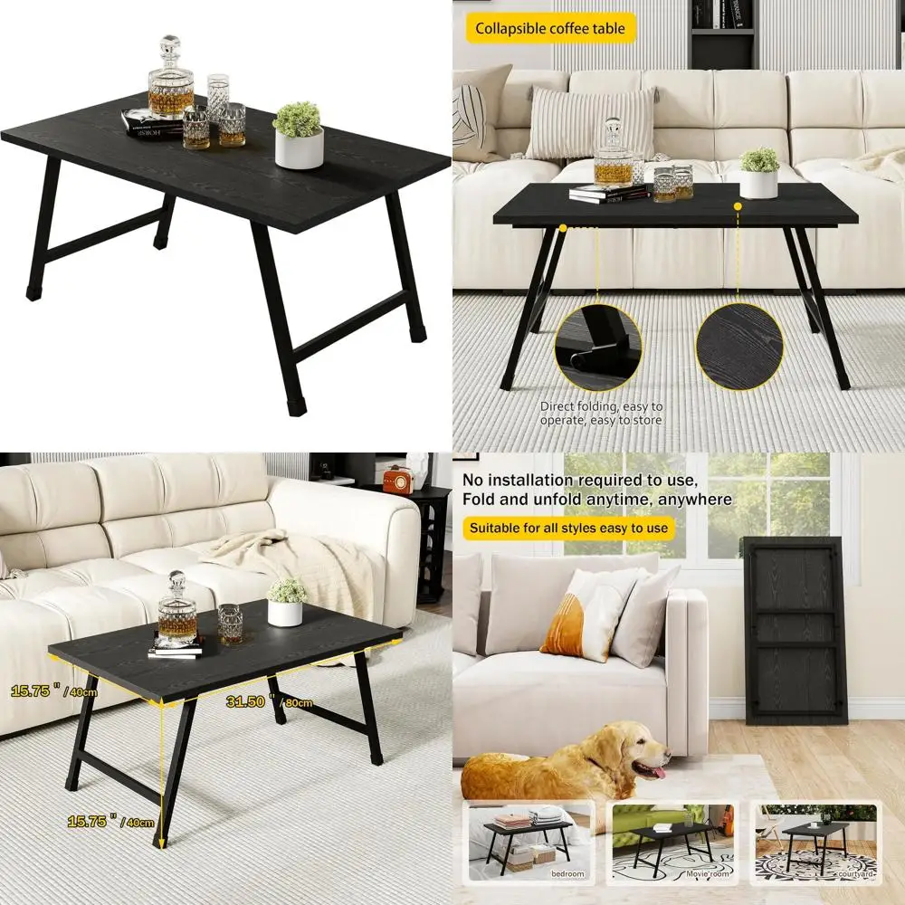 

Space-Saving Modern Foldable Coffee Table - Durable, Lightweight, Easy Assembly for Small Living Rooms