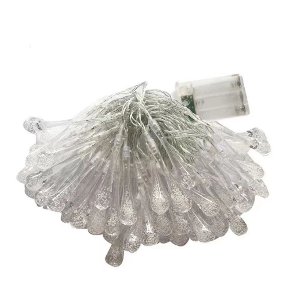 Raindrop LED Light String USB Battery Power 10M Waterproof Teardrop Fairy Lamp Lighting White Warm RGB EU Plug