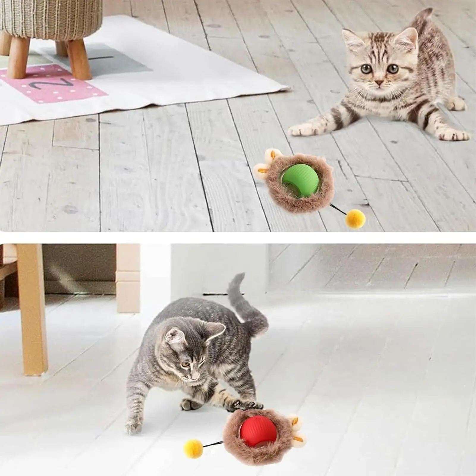 

Интерактивная игрушка для кошек, движущаяся игрушка для кошек с катящимся шариком, охотничий чехол для самоактивации, автоматический перезаряжаемый тихий Оксфорд для