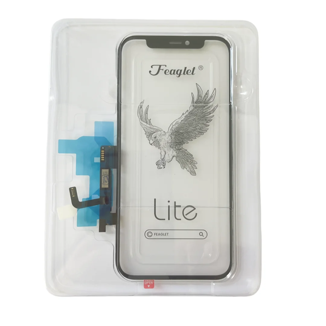 

5 шт., сенсорное стекло Feaglet NO IC с сенсорным дигитайзером и рамкой + клей OCA для iPhone X XS XR 11 12 13 14 PROMAX с заменой IC